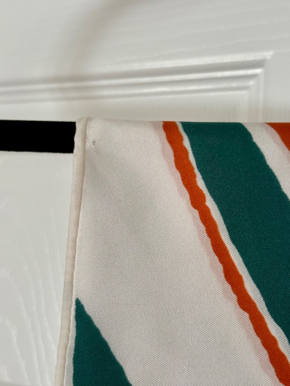 Vintage Midcentury Matte Satin Scarf Green/Orange - Picture 5 of 5